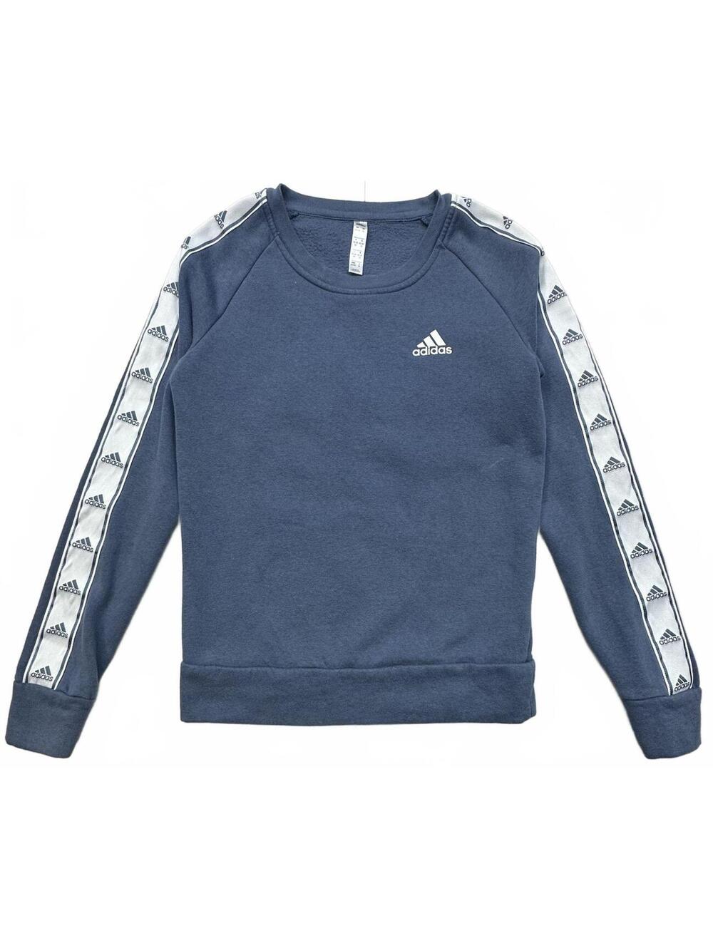 Adidas Women’s Tiro Logo Tape Crewneck Sweatshirt Blue White XS FK9867